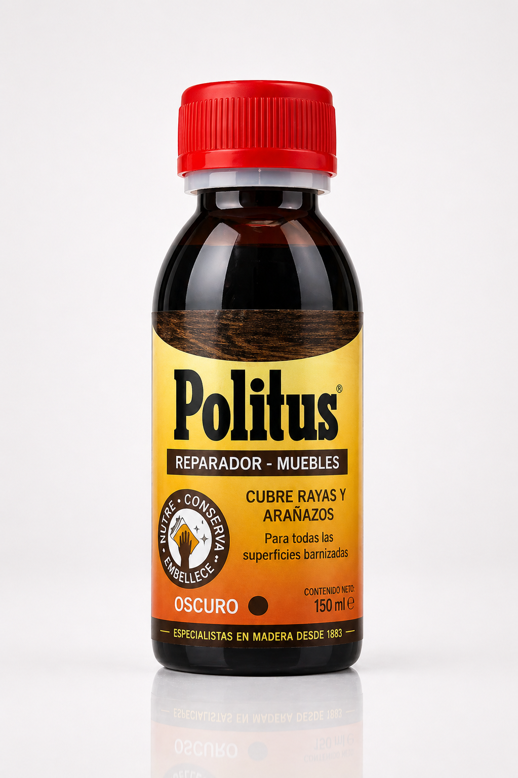 Politus Reparador Muebles Oscuro 150 ml | Disimula Arañazos y Golpes