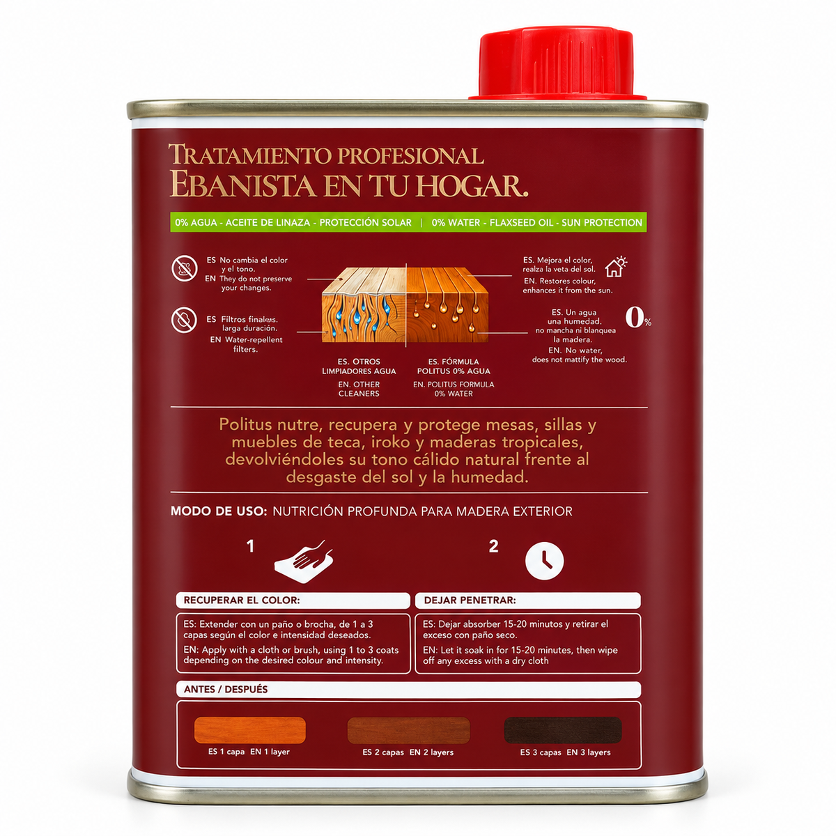 Lata de Politus Teca y Maderas Exteriores 750 ml