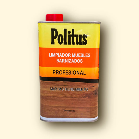Limpiador profesional Politus para muebles barnizados, alto rendimiento.